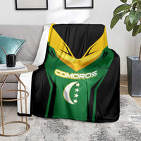 Comoros Blanket with National Colors Green Yellow Black Crescent Moon and Stars Emblem