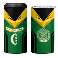 Comoros 4 in 1 Can Cooler Tumbler with National Colors Green Yellow Black Crescent Moon and Stars Emblem