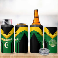 Comoros 4 in 1 Can Cooler Tumbler with National Colors Green Yellow Black Crescent Moon and Stars Emblem