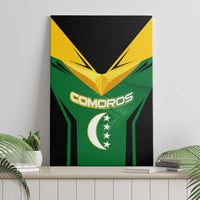 Comoros Canvas Wall Art with National Colors Green Yellow Black Crescent Moon and Stars Emblem