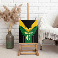 Comoros Canvas Wall Art with National Colors Green Yellow Black Crescent Moon and Stars Emblem