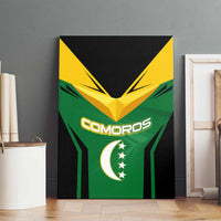 Comoros Canvas Wall Art with National Colors Green Yellow Black Crescent Moon and Stars Emblem
