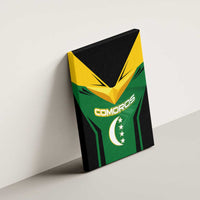 Comoros Canvas Wall Art with National Colors Green Yellow Black Crescent Moon and Stars Emblem
