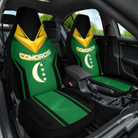 Comoros Car Seat Cover with National Colors Green Yellow Black Crescent Moon and Stars Emblem