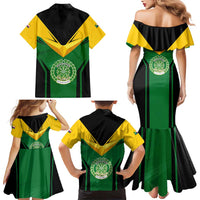 Comoros Family Matching Mermaid Dress and Hawaiian Shirt with National Colors Green Yellow Black Crescent Moon and Stars Emblem