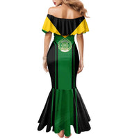 Comoros Family Matching Mermaid Dress and Hawaiian Shirt with National Colors Green Yellow Black Crescent Moon and Stars Emblem