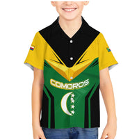 Comoros Family Matching Mermaid Dress and Hawaiian Shirt with National Colors Green Yellow Black Crescent Moon and Stars Emblem