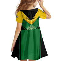 Comoros Family Matching Off Shoulder Short Dress and Hawaiian Shirt with National Colors Green Yellow Black Crescent Moon and Stars Emblem