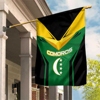 Comoros Garden Flag with National Colors Green Yellow Black Crescent Moon and Stars Emblem