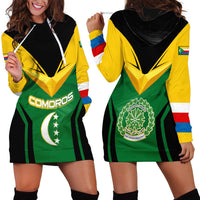 Comoros Hoodie Dress with National Colors Green Yellow Black Crescent Moon and Stars Emblem