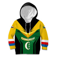 Comoros Kid Hoodie with National Colors Green Yellow Black Crescent Moon and Stars Emblem