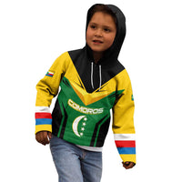 Comoros Kid Hoodie with National Colors Green Yellow Black Crescent Moon and Stars Emblem