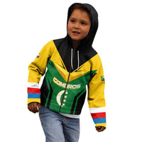 Comoros Kid Hoodie with National Colors Green Yellow Black Crescent Moon and Stars Emblem