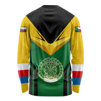 Comoros Long Sleeve Shirt with National Colors Green Yellow Black Crescent Moon and Stars Emblem