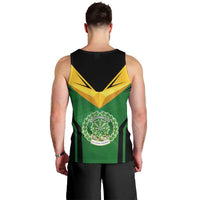 Comoros Men Tank Top with National Colors Green Yellow Black Crescent Moon and Stars Emblem