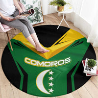 Comoros Round Carpet with National Colors Green Yellow Black Crescent Moon and Stars Emblem