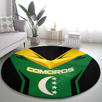 Comoros Round Carpet with National Colors Green Yellow Black Crescent Moon and Stars Emblem