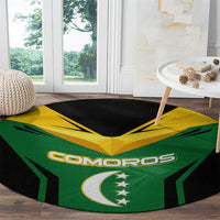 Comoros Round Carpet with National Colors Green Yellow Black Crescent Moon and Stars Emblem