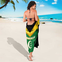 Comoros Sarong with National Colors Green Yellow Black Crescent Moon and Stars Emblem
