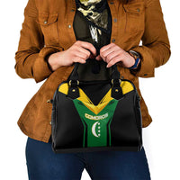 Comoros Shoulder Handbag with National Colors Green Yellow Black Crescent Moon and Stars Emblem