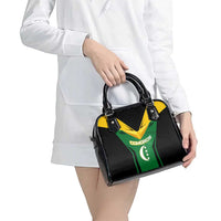 Comoros Shoulder Handbag with National Colors Green Yellow Black Crescent Moon and Stars Emblem