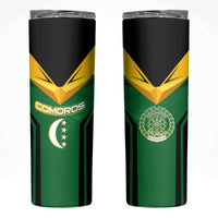 Comoros Skinny Tumbler with National Colors Green Yellow Black Crescent Moon and Stars Emblem