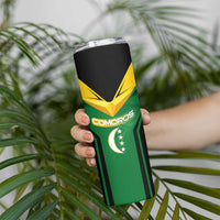 Comoros Skinny Tumbler with National Colors Green Yellow Black Crescent Moon and Stars Emblem