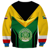 Comoros Sweatshirt with National Colors Green Yellow Black Crescent Moon and Stars Emblem