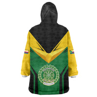 Comoros Wearable Blanket Hoodie with National Colors Green Yellow Black Crescent Moon and Stars Emblem