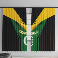 Comoros Window Curtain with National Colors Green Yellow Black Crescent Moon and Stars Emblem