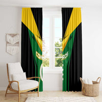 Comoros Window Curtain with National Colors Green Yellow Black Crescent Moon and Stars Emblem
