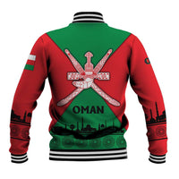 Oman Baseball Jacket with National Flag Colors and Crossed Khanjar Emblem Design