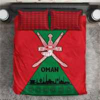 Oman Bedding Set with National Flag Colors and Crossed Khanjar Emblem Design