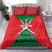 Oman Bedding Set with National Flag Colors and Crossed Khanjar Emblem Design