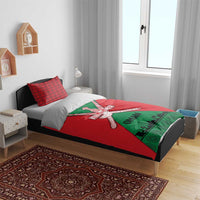 Oman Bedding Set with National Flag Colors and Crossed Khanjar Emblem Design