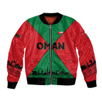 Oman Bomber Jacket with National Flag Colors and Crossed Khanjar Emblem Design