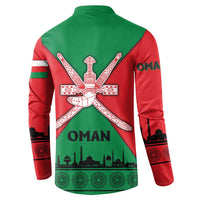 Oman Button Sweatshirt with National Flag Colors and Crossed Khanjar Emblem Design