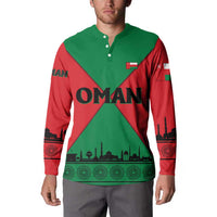 Oman Button Sweatshirt with National Flag Colors and Crossed Khanjar Emblem Design