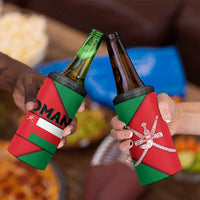 Oman 4 in 1 Can Cooler Tumbler with National Flag Colors and Crossed Khanjar Emblem Design