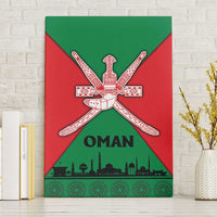 Oman Canvas Wall Art with National Flag Colors and Crossed Khanjar Emblem Design