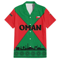 Oman Family Matching Off Shoulder Short Dress and Hawaiian Shirt with National Flag Colors and Crossed Khanjar Emblem Design