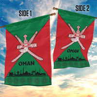 Oman Garden Flag with National Flag Colors and Crossed Khanjar Emblem Design