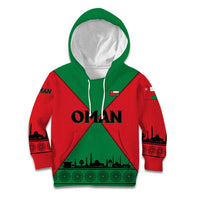Oman Kid Hoodie with National Flag Colors and Crossed Khanjar Emblem Design
