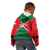 Oman Kid Hoodie with National Flag Colors and Crossed Khanjar Emblem Design