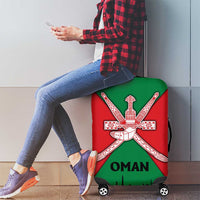 Oman Luggage Cover with National Flag Colors and Crossed Khanjar Emblem Design