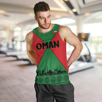 Oman Men Tank Top with National Flag Colors and Crossed Khanjar Emblem Design