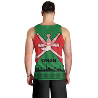 Oman Men Tank Top with National Flag Colors and Crossed Khanjar Emblem Design