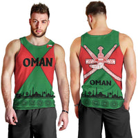 Oman Men Tank Top with National Flag Colors and Crossed Khanjar Emblem Design