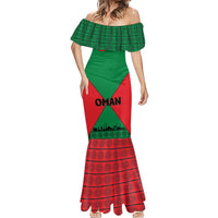 Oman Mermaid Dress with National Flag Colors and Crossed Khanjar Emblem Design