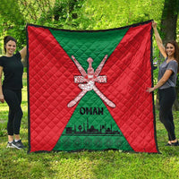 Oman Quilt with National Flag Colors and Crossed Khanjar Emblem Design